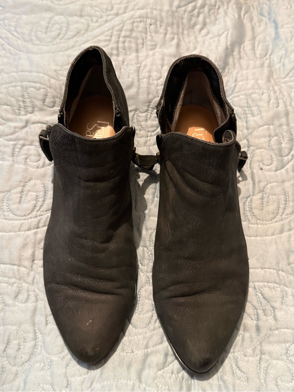 Franco Sarto Black Pointed Toe Ankle Booties